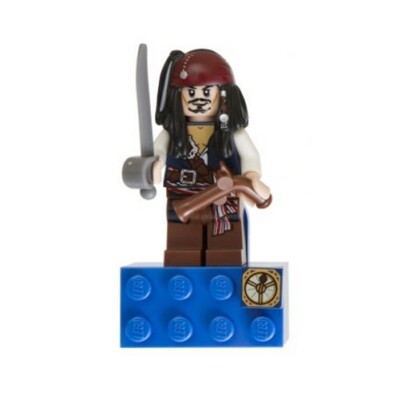 LEGO - PotC Captain Jack Sparrow - Minifigure Magnet / Glued with 2 x 4 Brick