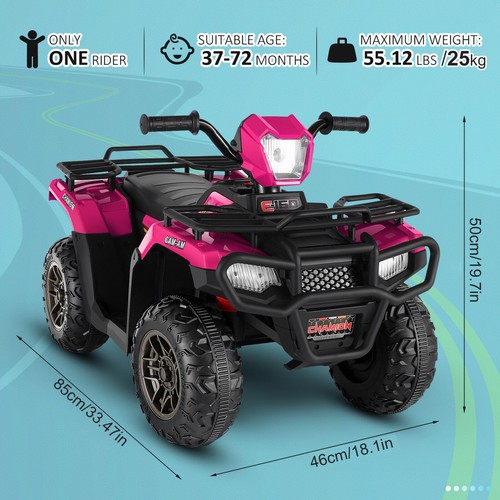 12V Kids Ride on ATV Quad Electric 4-Wheeler Car Toy LED USB MP3 for Girls&Boys~ - Picture 4 of 63