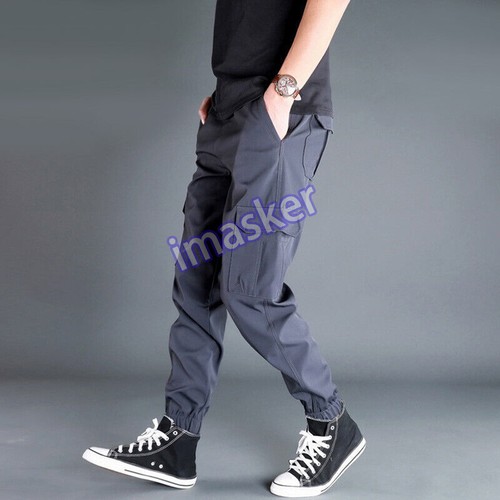 Hombres Cintura Elástica Joggers Carga Cónicos Pantalones Correr Exterior - Imagen 6 de 28