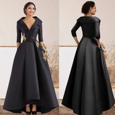 A-Line V-Neck Long Sleeves Floor Length Black Mother Of The Bride Dresses