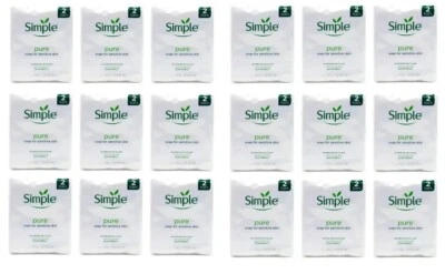 18 x Simple Pure Seife für Gesicht & Körper Seife für empfindliche Haut 36 x 100g Riegel.