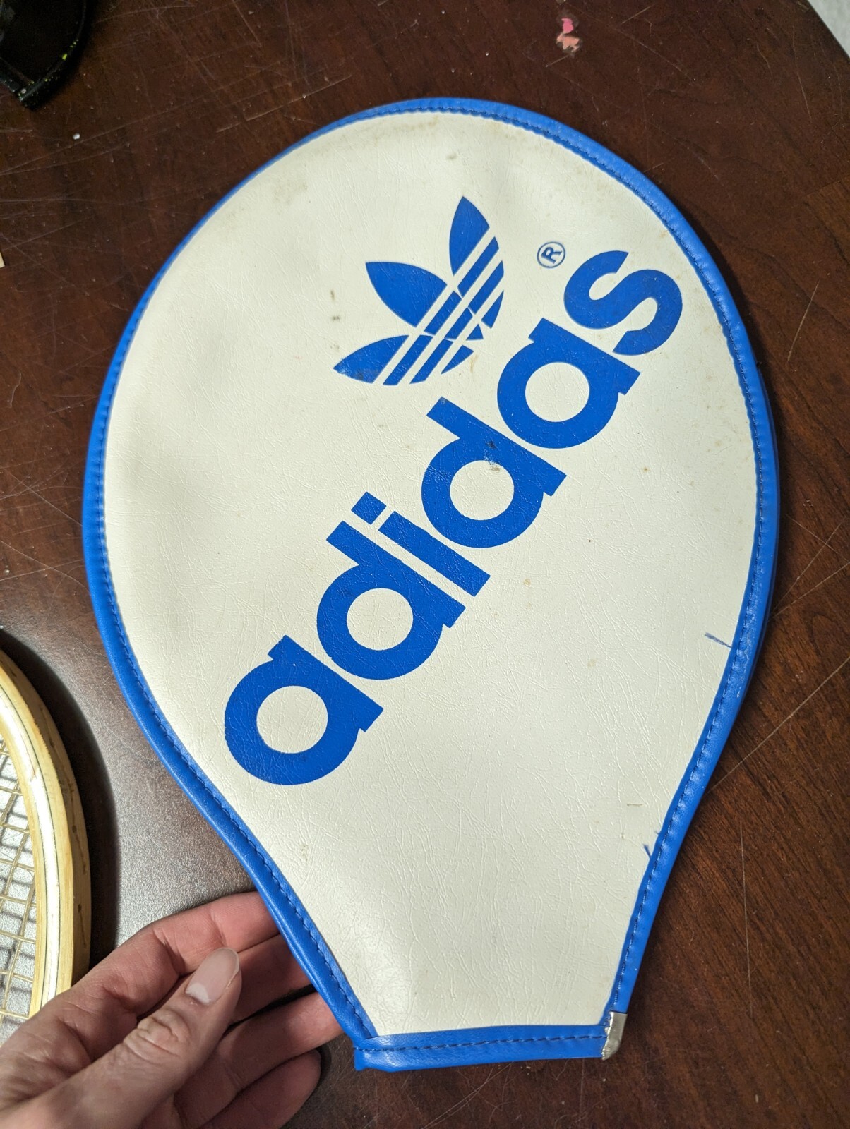 Vintage Adidas Lili Nastase ADS 040 Wooden Tennis Racket L 4 3/8 With Cover 