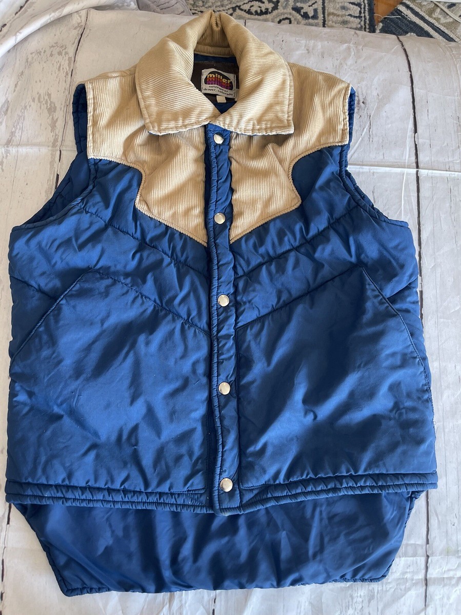 Gilet Western Miller Denver Homme – Bleu Et Marron – Taille M – Vintage USA