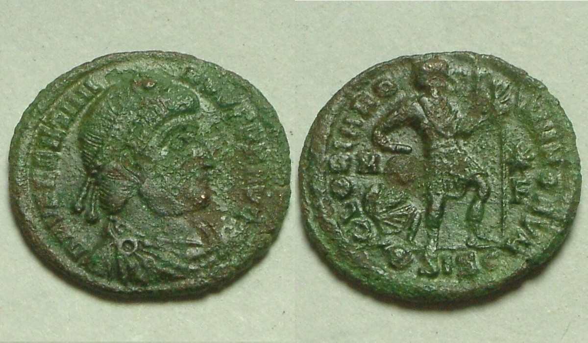 秦の貨 Rare genuine ancient Roman coin Valentinian 364AD captive standard