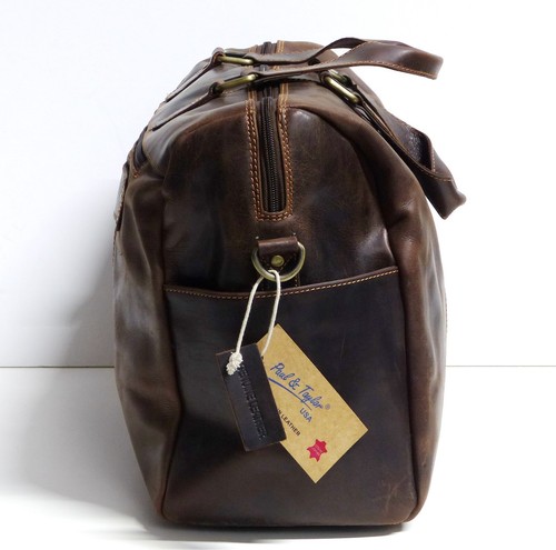 Paul & Taylor Genuine Leather Hunter Weekender Duffle Bag NWT - Picture 6 of 12