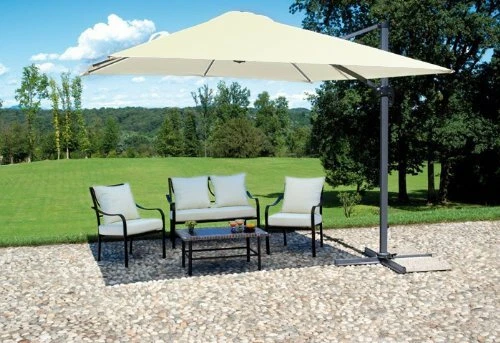 San Marco Ombrellone Decentrato Rettangolare 3x4 Metri | Bianco, Struttura In Alluminio, Base A Croce Girevole 360°, Copertura In Poliestere Idrorepellente - 3