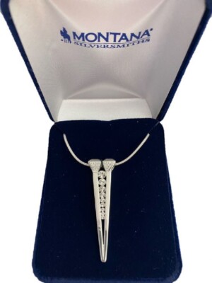 New! Montana Silversmiths DOUBLE HORSESHOE NAIL NECKLACE w/ Cubic Zirconia  horse - Main Image