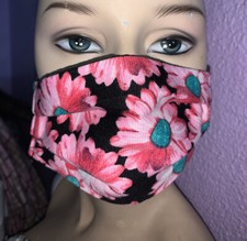 Daisies Floral FaceMask Pink Sunflowers Face Mask Adjustable Reversible Adult