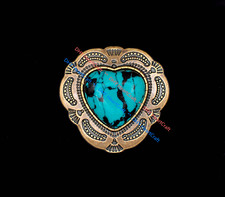 10X Brass Beauty Flower Heart Turquoise Conchos For Belt Leathercraft Handbag