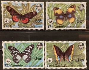 Gambia, butterflies WWF, S.C.#404-7,S.C.V. $70+ MNH Complete set of 4 1980 issue