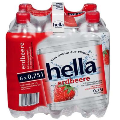 12 Flaschen Hella Erdbeere inc. 3,00  EINWEG PET a 0,75 L Mineralwasser 