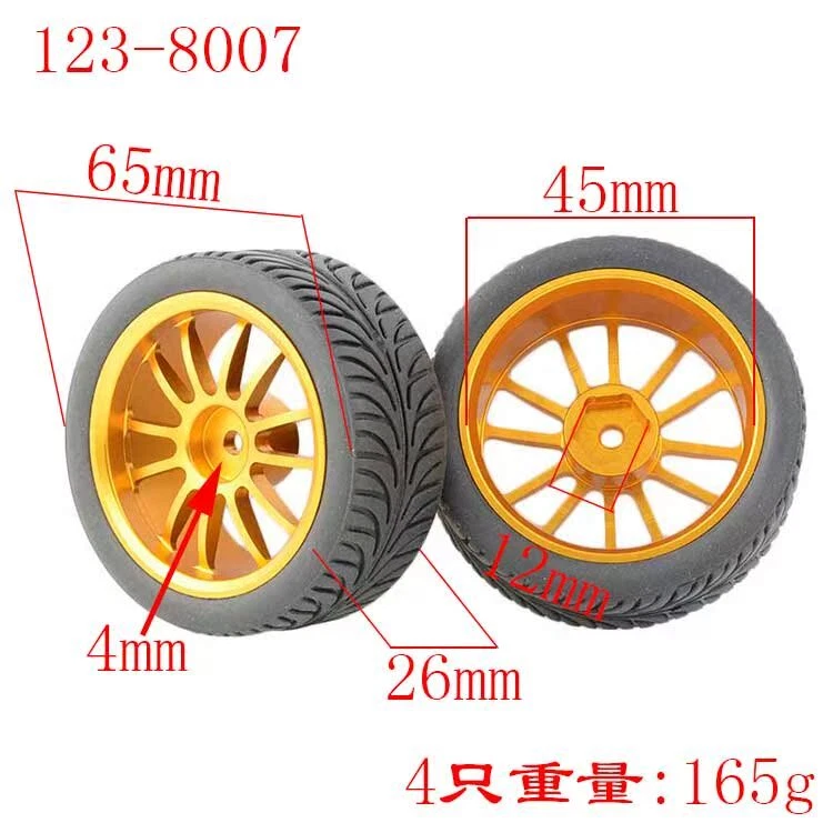 1/10 Onroad Touring Rc Car Alloy Wheels Rims Tires For Tamiya Hpi Kyosho hsp mst - Image 2 of 4