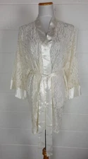 Vintage Victoria's Secret Gold Label White Floral Lace Short Robe OSFA