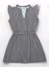 NEW - LOFT Black White Jersey Knit Dress Chevron Rayon Blend - M