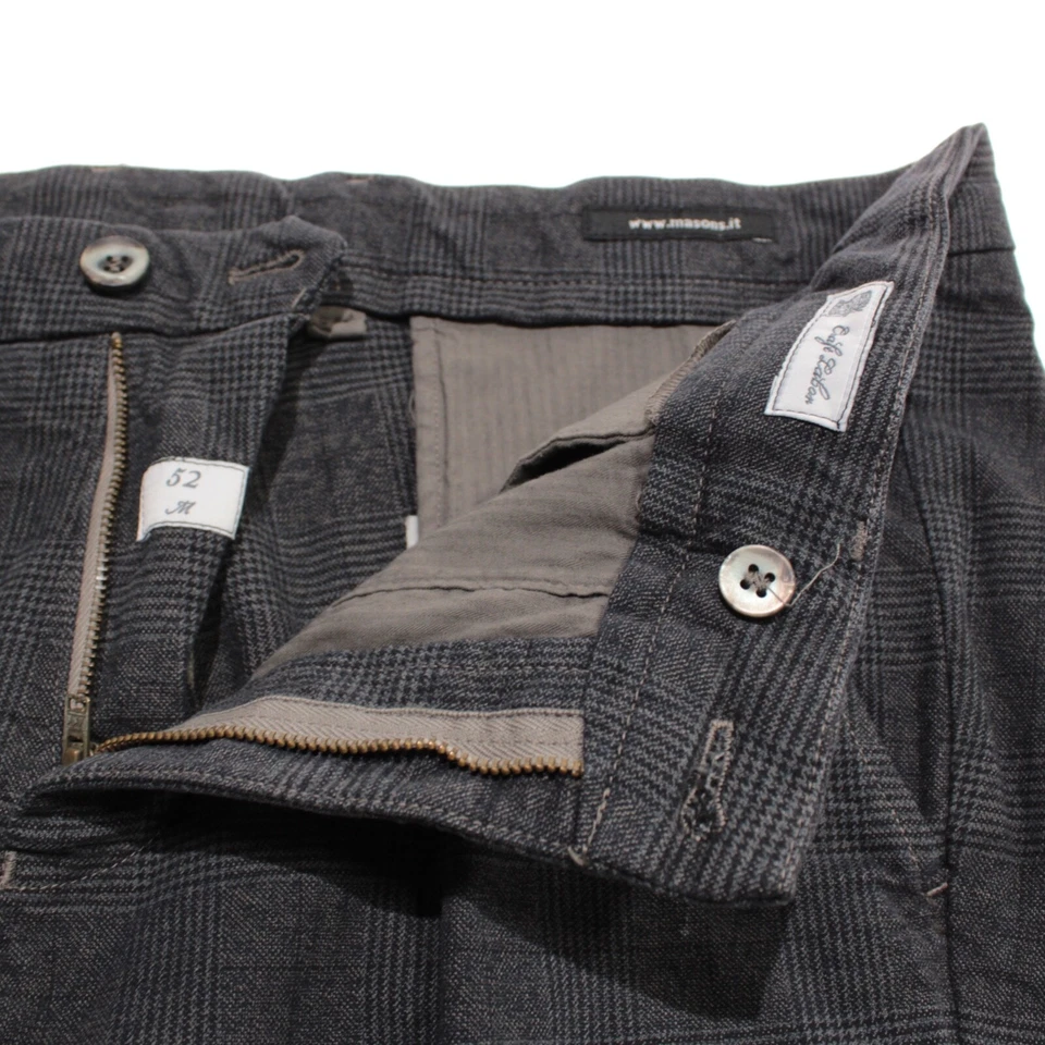 Pantalones chinos/informales Mason's nuevos con etiquetas talla 52 36 EE. UU. en mezcla de algodón a cuadros grises Foto 3 de 4