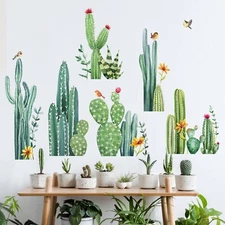 Mfault Cactus Wall Decals Stickers, Tropical Green Plants Cacti Living Room D...