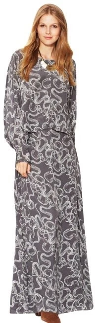 navy blue dress for baby girl Winter Kate Boho Maxi Dress Chiffon Black Grey Floral L main image 1