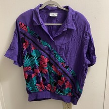 Alfred Dunner Blouse Purple Made In USA 18 Pit To Pit 22” Length 26”