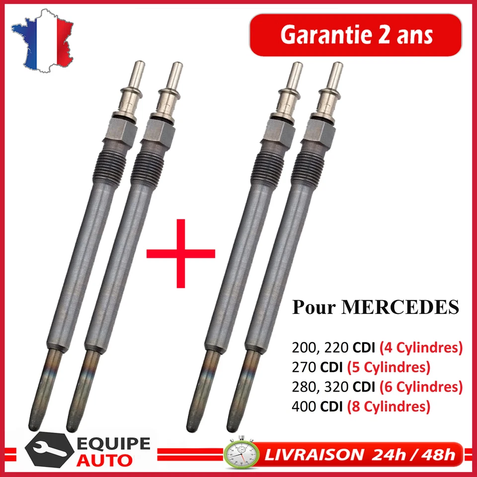 4x Bougie de préchauffage pour MERCEDES CLASSE C 200 C200 C220 220 270 C270 CDI - Photo 1/4