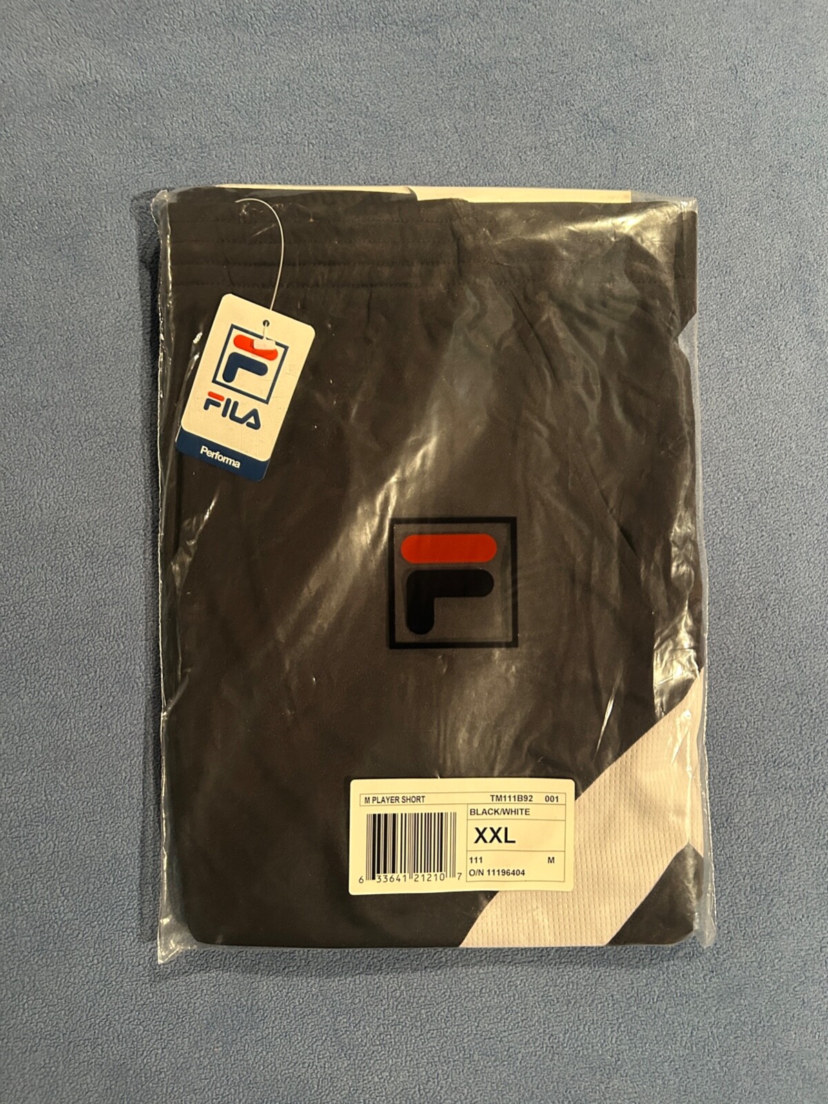 Pantaloncini da tennis Fila neri non aperti con etichette taglia XXL