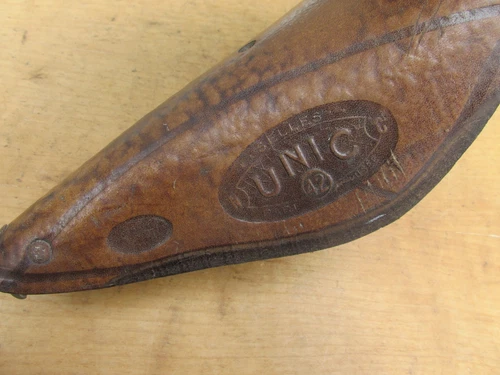 VINTAGE UNIC 42 ANTIQUE RACING LEATHER BICYCLE SADDLE BIKE SADDLE - Picture 9 of 9