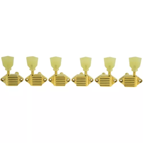 KLUSON Waffleback Tuners 3 By 3 For GIBSON Plastic Buttons Gold KVDW-3G