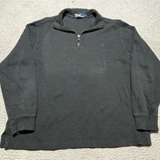 Ralph Lauren Polo Quarter Zip Pullover Sweater Mens Large Gray Vintage Made USA
