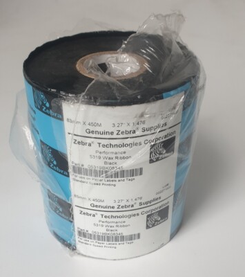 Zebra 5319 Wax, black, 83 mm x 450 m, Thermotransfer-Farbband, Folie geöffnet