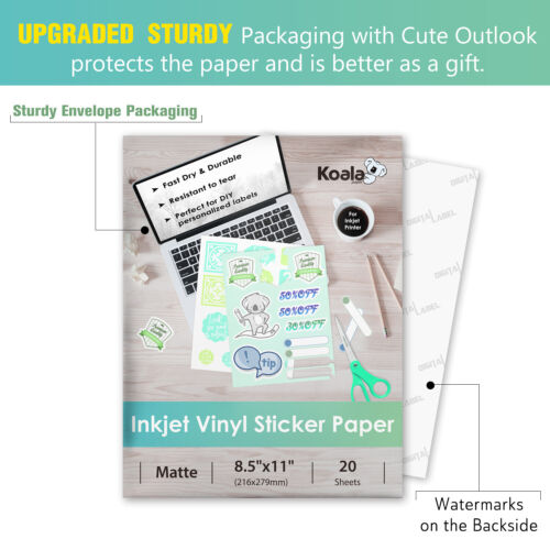 200 Sh Koala bedruckbar Vinyl Aufkleber Papier Wasserdicht Tintenstrahl Laser Cricut Bulk - Bild 10 von 14