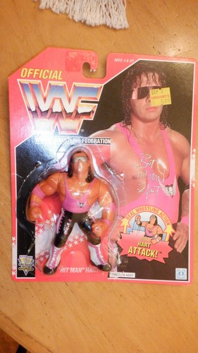 WWF HASBRO BRET HART ATTACK RED USA CARD 1994 acti...