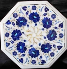 12" Marble side Table Top Inlay lapis multi stones art Handmade Work decor