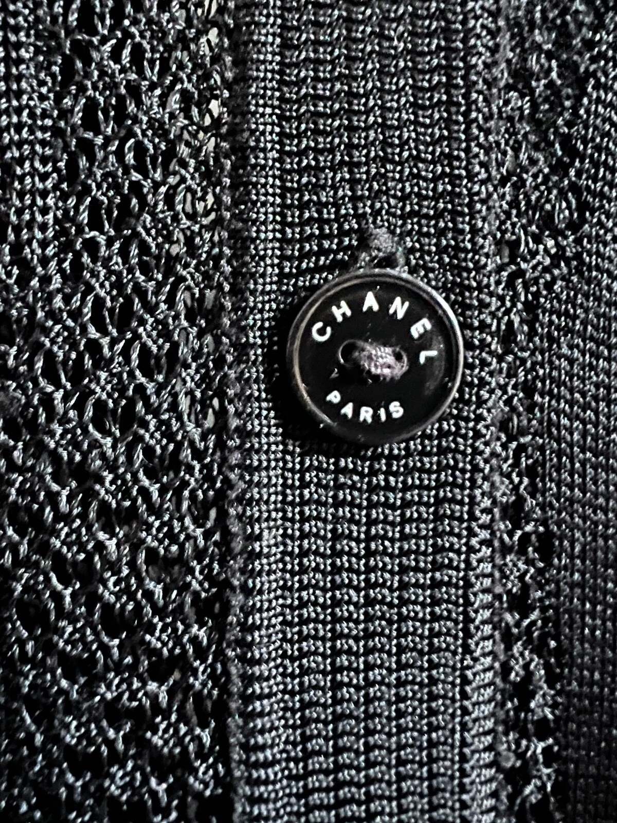 CHANEL 03A VINTAGE NERO UNCINETTO RICAMATO COCO CHANEL GIACCA CARDIGAN FR46 42