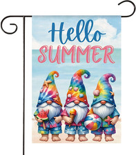 Summer Gnomes Garden Flag 12X18 Inch Double Sided Burlap outside Welcome Hello S