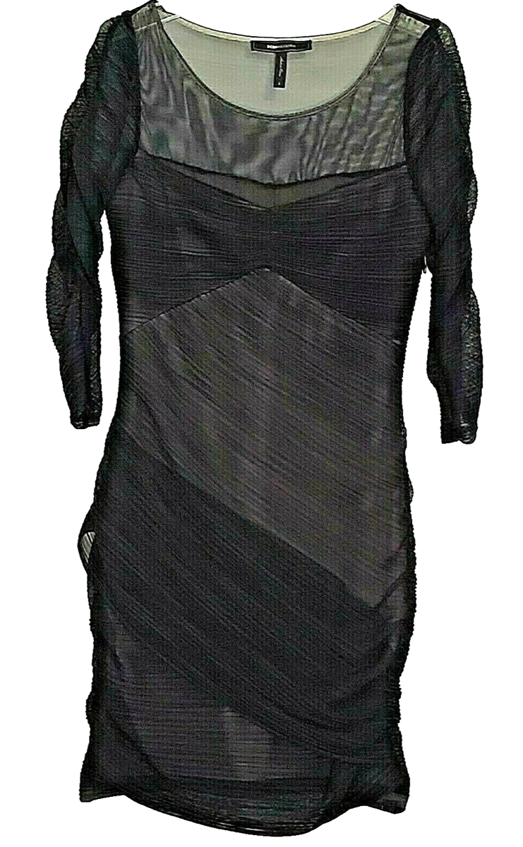 bcbg black sheer dress Maxazaria LBD Ruched Stretch Sz S Club Party Easy Care This minidress from BCBGMAXAZRIA