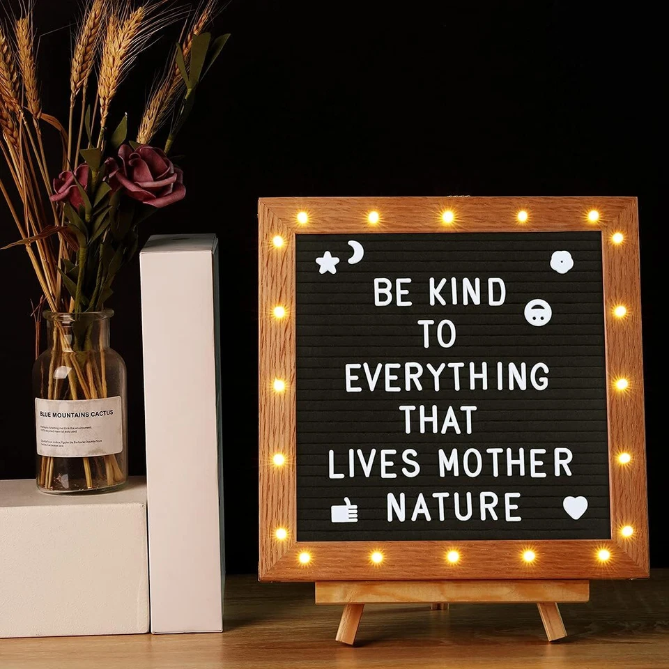Tuffen Felt Letter Board +LED Lights 10x10" Changeable Message Board with Stand - Image 2 of 4