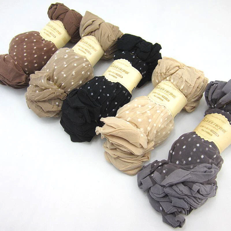 10 un. Damas Mujeres Transpirables Cristal Seda Calcetines Lunares Medias Calcetines Cortos al Tobillo Foto 4 de 4