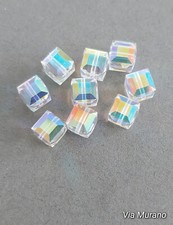 Swarovski 5601 6mm Cube Crystal Clear AB. Swarovski cube beads. Pack of 9