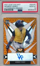 2021 LEAF VALIANT HEDBERT PEREZ ORANGE AUTO #14/99 PSA 10 GEM MINT