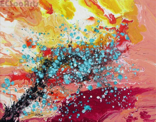 New Original Abstract Floral Art, Acrylic Painting "MeiHua Blue" Plum Blossoms - Bild 1 von 7