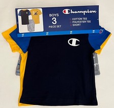 CHAMPION BOYS 3 PIECE SET 2 TEE, 1 SHORT Size 2T and, Size 5 