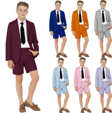 Boy s Suits Set Summer Formal Wedding Prom Tuxedo Blazer Short Pant Two Pieces
