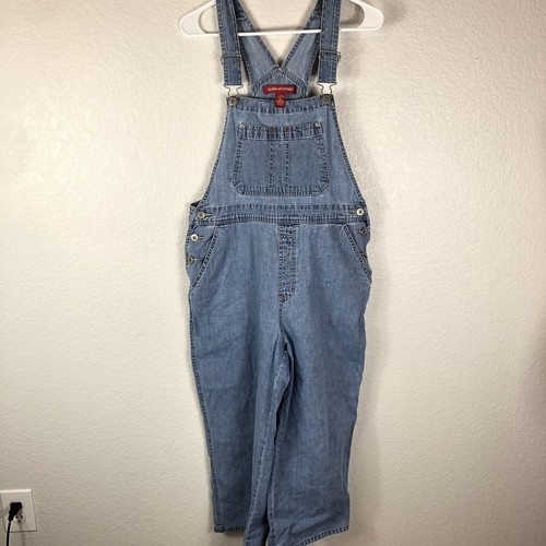 Denim Cropped Capri Overalls Wide Legs 
