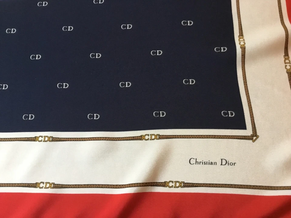 SMART CHRISTIAN DIOR VINTAGE HAND ROLLED SILK SCARF.  VGC.  29 x 28 INCHES.   a - Image 2 of 4