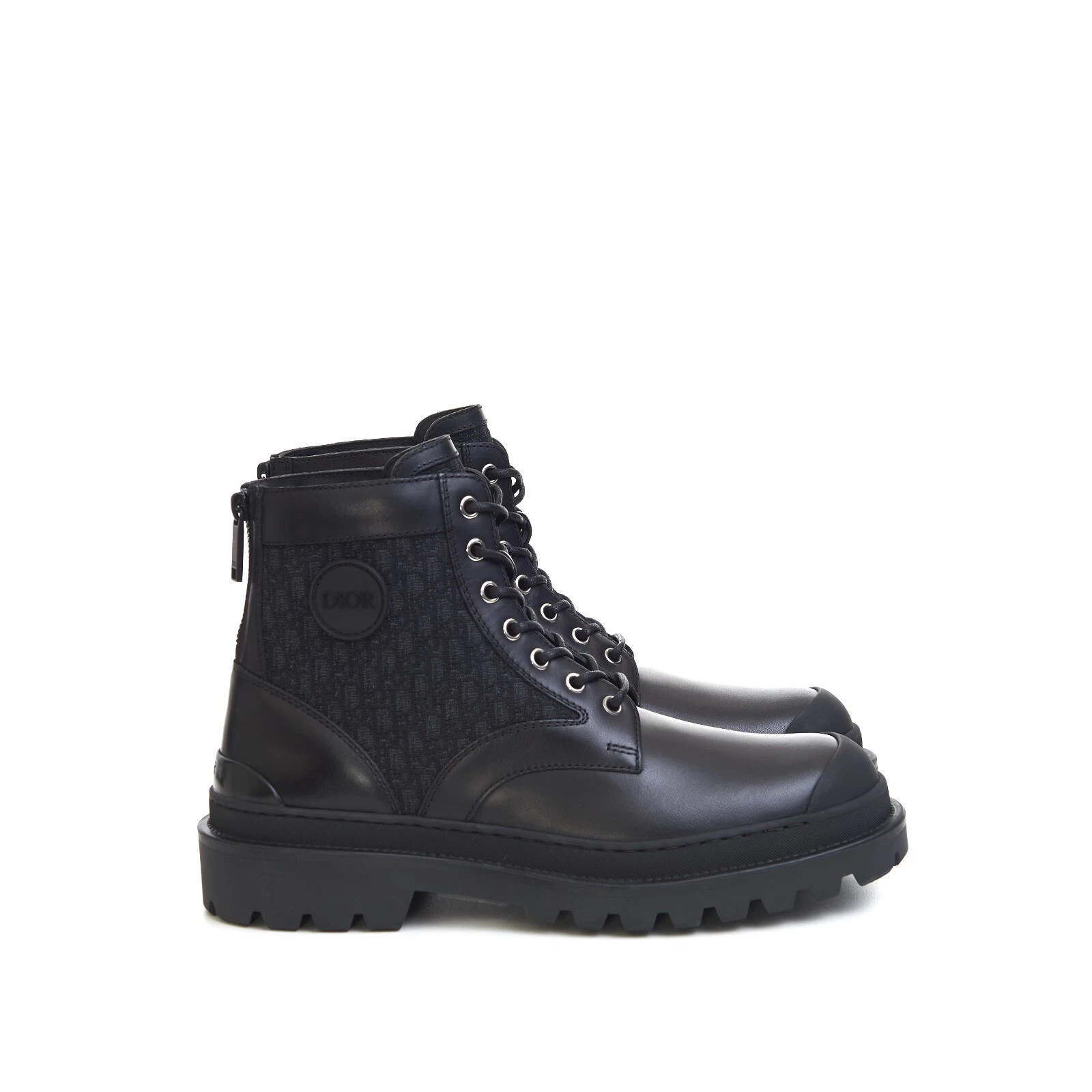 Bottines exploratrices DIOR cuir noir Noir jacquard oblique