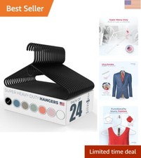 Elegant Black Super Heavy-Duty Plastic Hangers - 24-Pack for Suits  More
