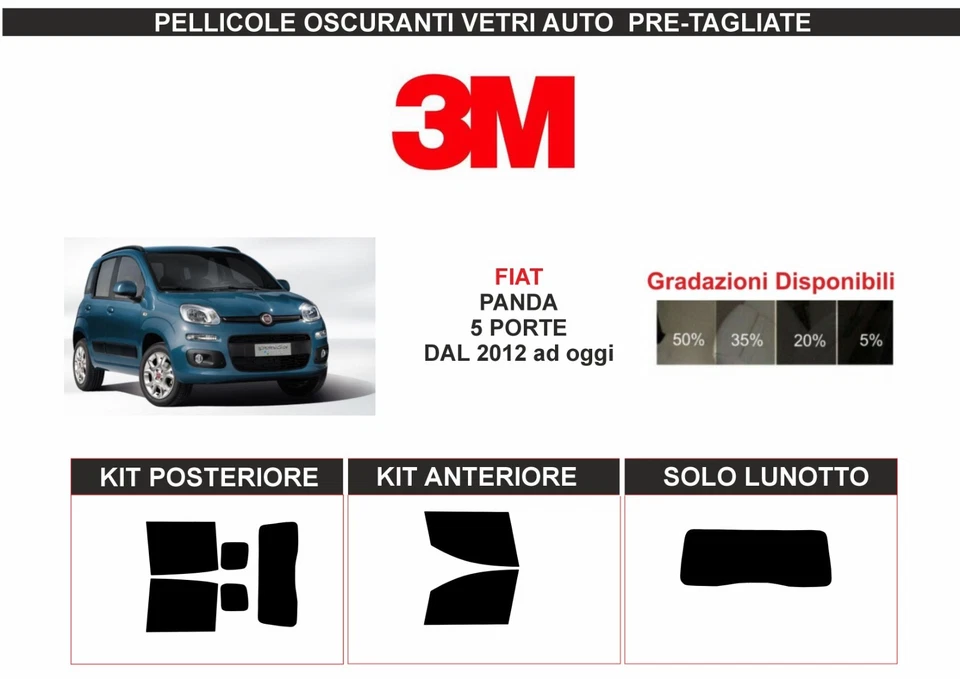 Pellicole Oscurante Pre Tagliata Fiat Panda 5p dal 2012 ad oggi 3M