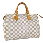 Louis Vuitton Damier Azur Speedy 30 Leather Fabric White Handbag 4129