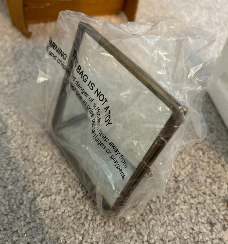 JULES 4" X 4" FRAME self-standing brass frame with glass display NEW IN BOX