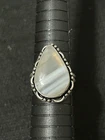 Vintage 925 Sterling Silver Bold Statement Ring W/ Large White Striped Stone 8.5