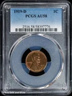 1919-D 1C Lincoln Wheat Cent PCGS AU 58